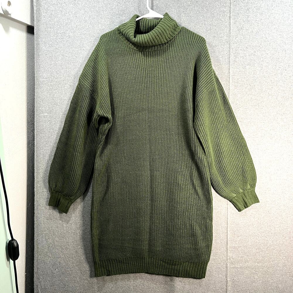 Belle by Kim Gravel Ribbed Turtleneck Sweater Dress Fresh Fir Size Large